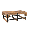 Tapa de madera vieja ancha con la base del metal muebles de la sala de estar mesa de centro